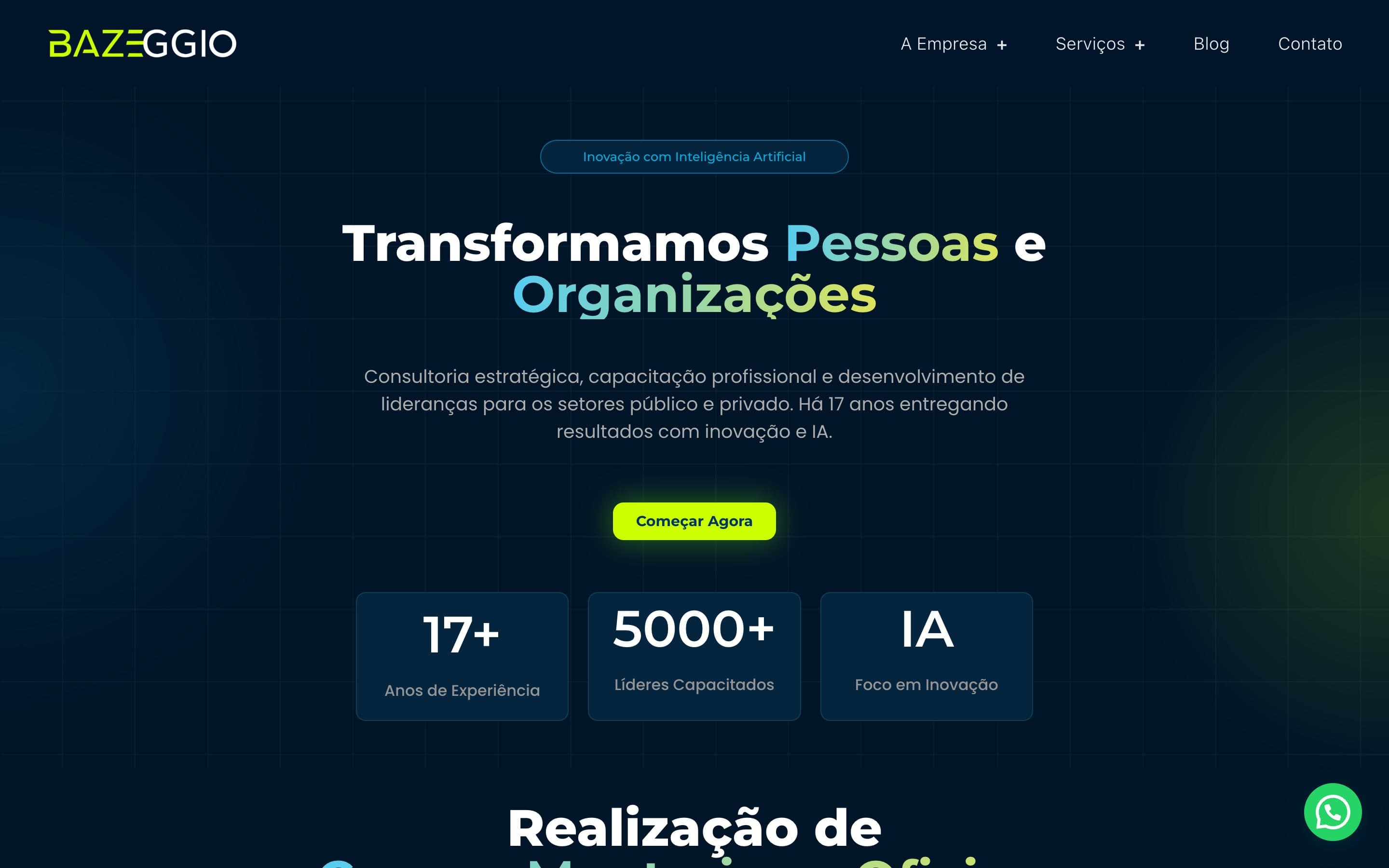 Captura de tela do site Bazeggio Consultoria